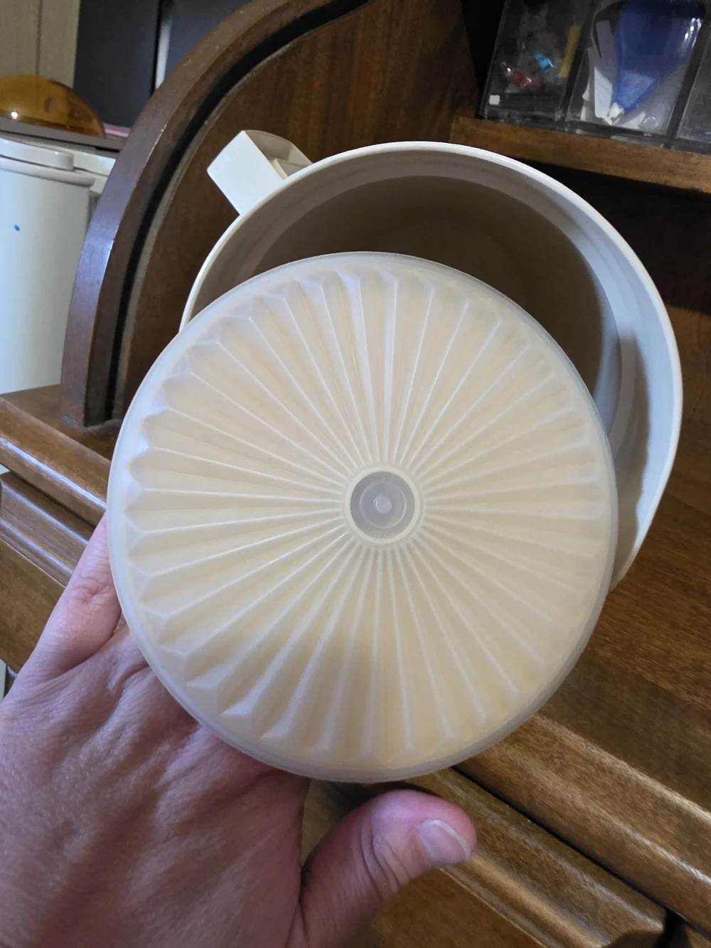 Vintage Tupperware Cream Pitcher with Floral Design